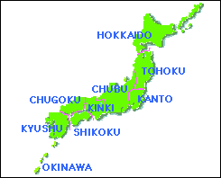Карта-схема районов Японии